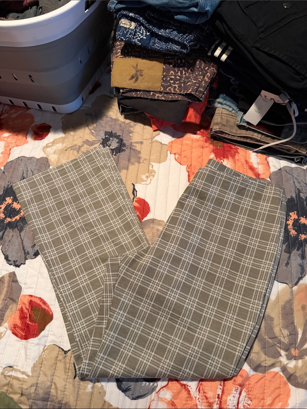 NWOT Altar’d State Plaid Cropped Flare Pants